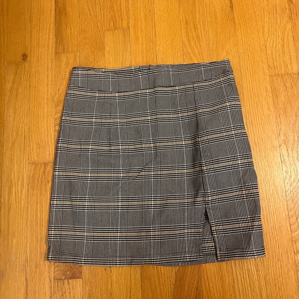 Garage Black And Yellow Plaid Skirt
